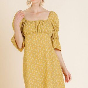 yellow gold empire waist dress